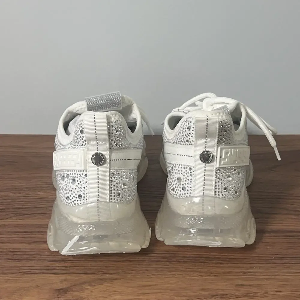 Steve Madden Women’s Size 10 White Rhinestone Crystal Chunky Sneakers NWOB
